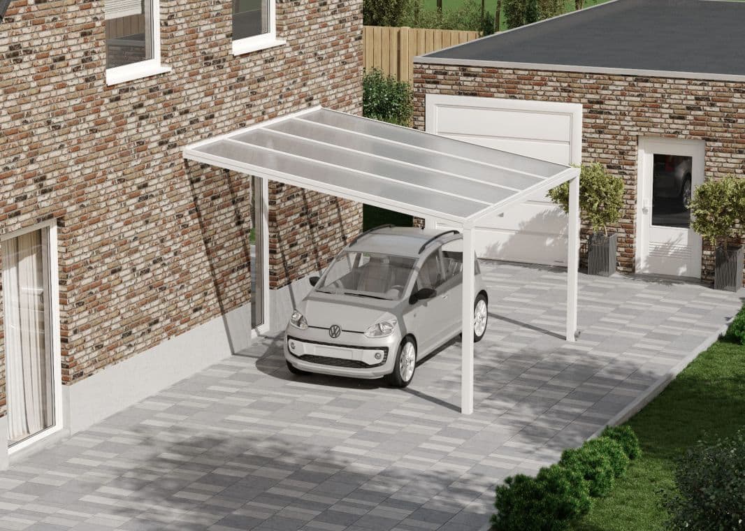 Flacher Carport - 01 flacher carport weiss 4000 verasol 2 - fl-carport-4000x3555-weiss