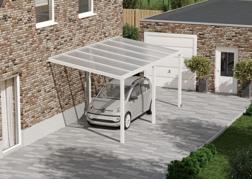 Flacher Carport - 01 flacher carport weiss 6000 verasol - fl-carport-6000x3055-weiss