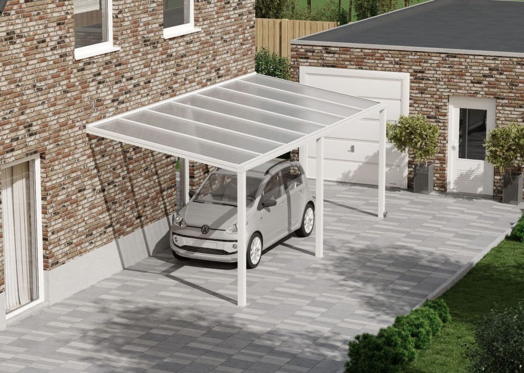 Flacher Carport - 01 flacher carport weiss 7000 verasol - fl-carport-7000x3055-weiss