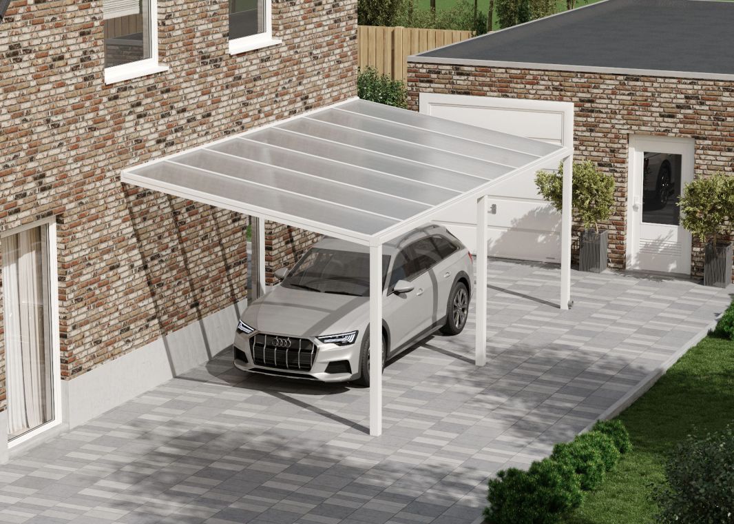 Flacher Carport - 01 flacher carport weiss 7000x3555 verasol - fl-carport-7000x3555-weiss