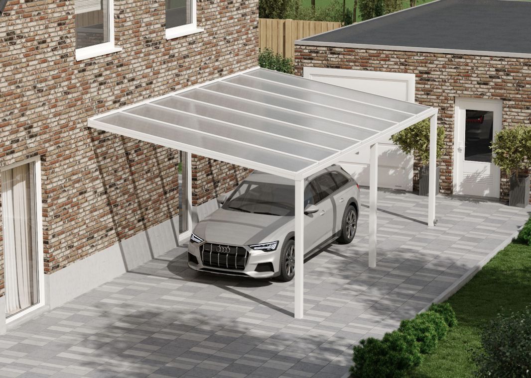 Flacher Carport - 01 flacher carport weiss 7000x4055 verasol - fl-carport-7000x4055-weiss