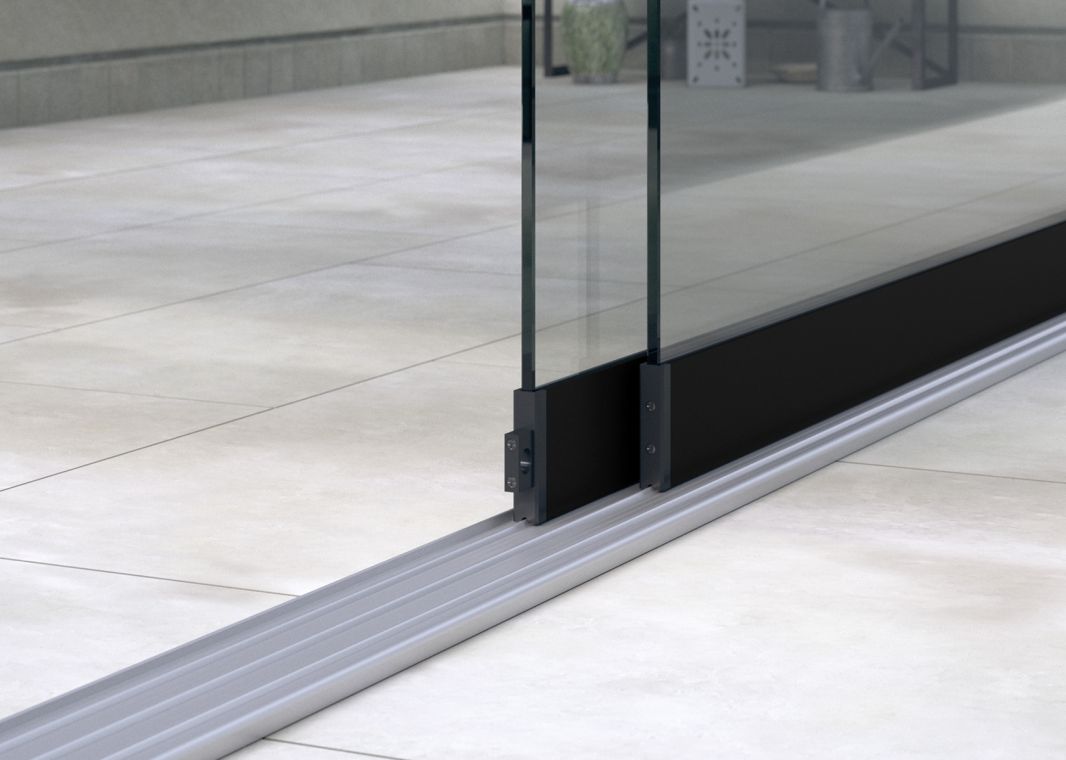 Profiline Glasschiebewand (3 spurig) - 01 profinline schiebewand zwart 3spurig 2 scheiben verasol - pl-gsw-3sp-1500-schwarz