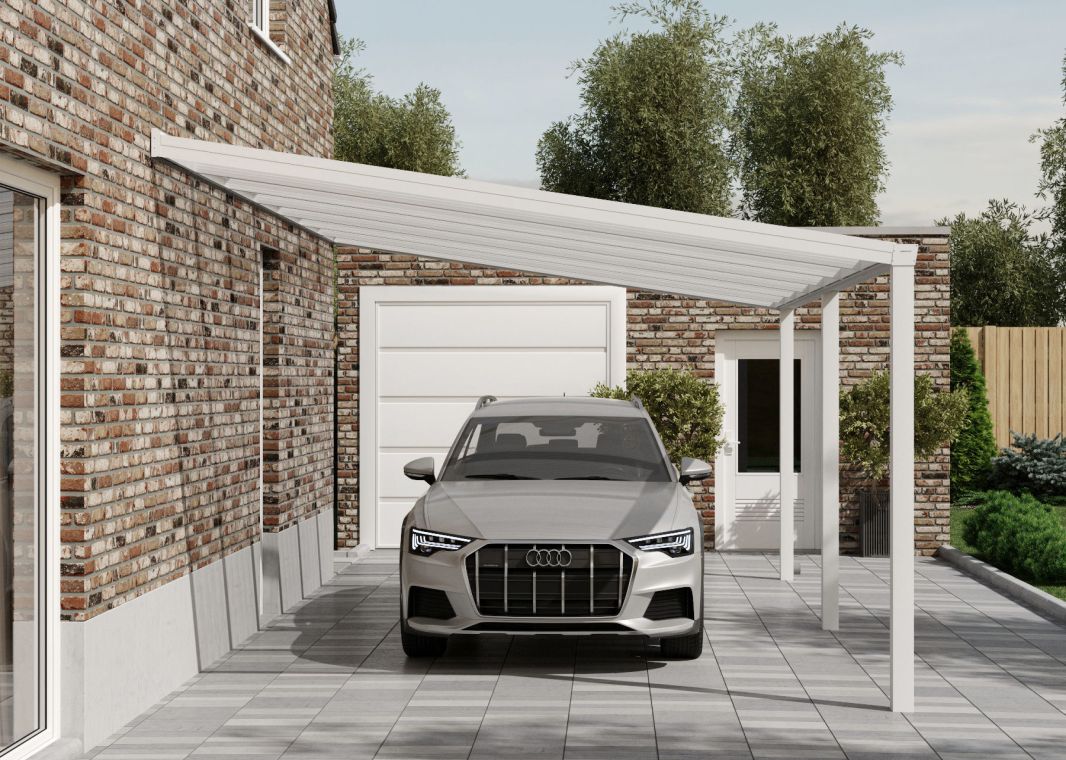 Flacher Carport - 02 flacher carport weiss 7000x4055 verasol - fl-carport-7000x4055-weiss